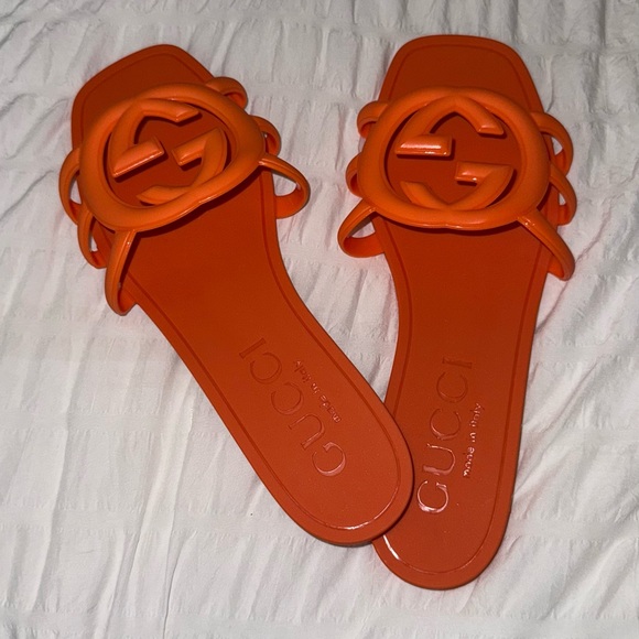 Gucci Orange Slide Sandals - Picture 1 of 3